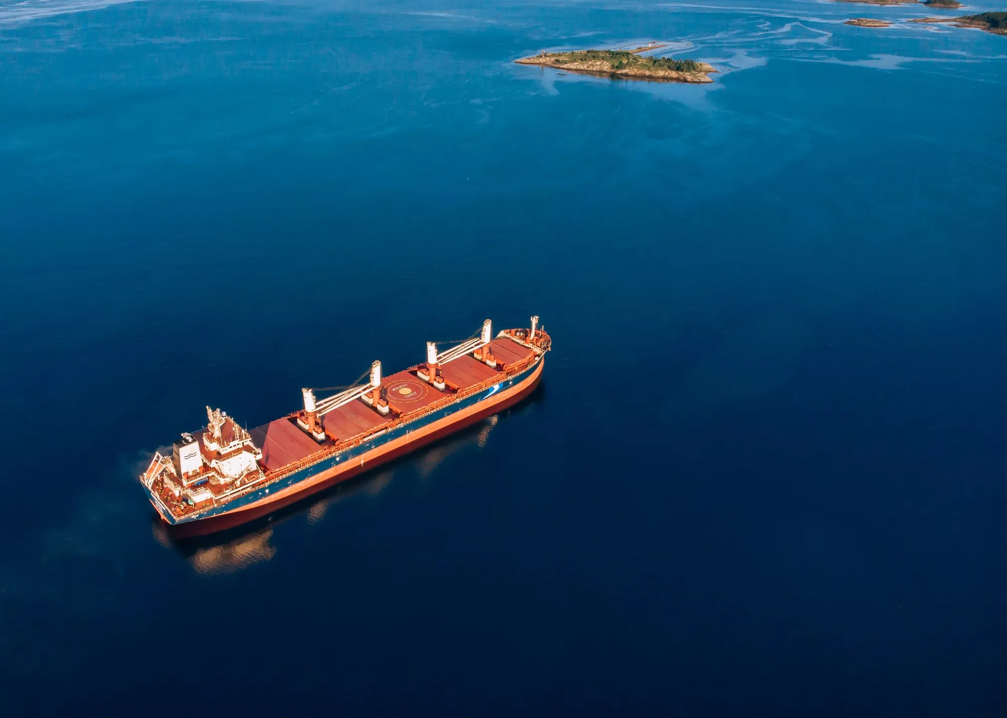 Dry-bulk carrier at anchor.